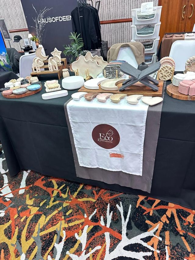 Handcrafted ceramics and Islamic homeware on a vendor stall at an Urban Pop Ups market